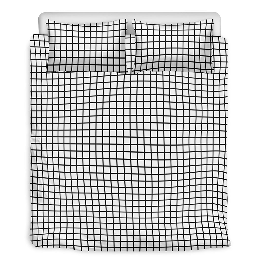 Black And White Windowpane Pattern Print Duvet Cover Bedding Set