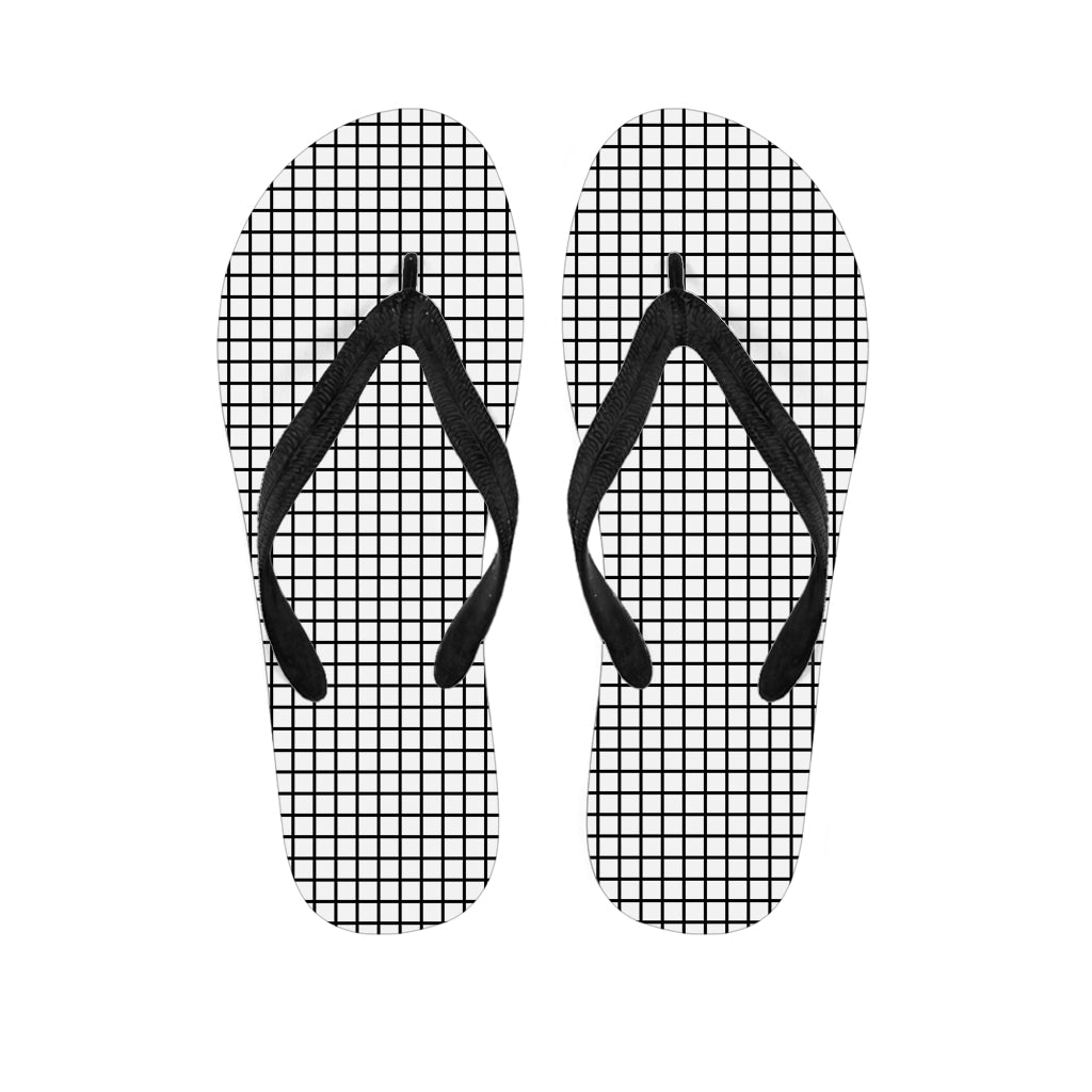 Black And White Windowpane Pattern Print Flip Flops