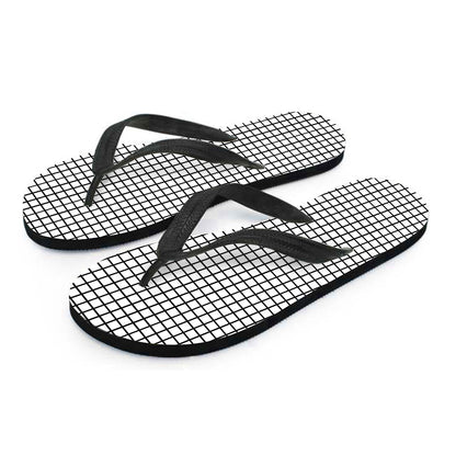 Black And White Windowpane Pattern Print Flip Flops
