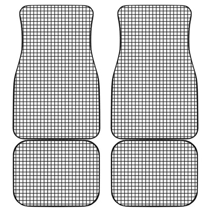 Black And White Windowpane Pattern Print Front and Back Car Floor Mats