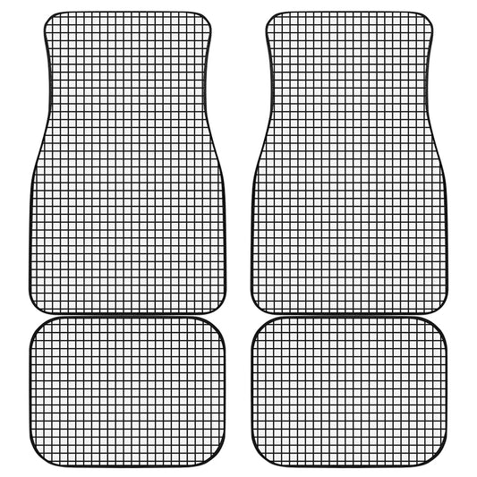 Black And White Windowpane Pattern Print Front and Back Car Floor Mats