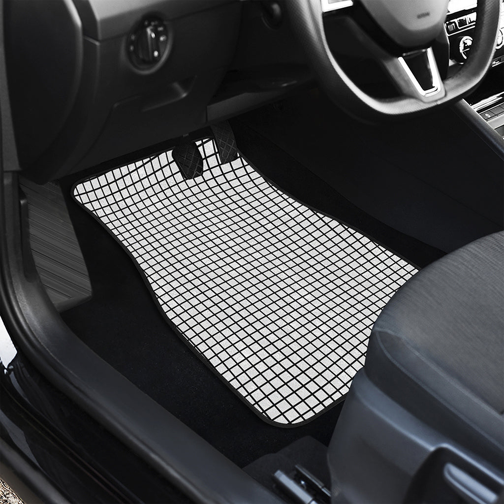 Black And White Windowpane Pattern Print Front and Back Car Floor Mats