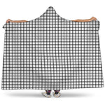 Black And White Windowpane Pattern Print Hooded Blanket