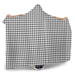 Black And White Windowpane Pattern Print Hooded Blanket