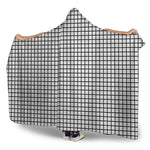 Black And White Windowpane Pattern Print Hooded Blanket