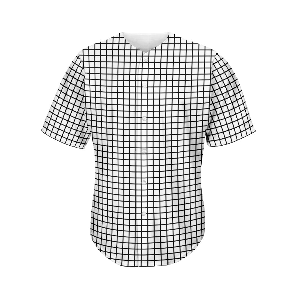 Black And White Windowpane Pattern Print Men's Baseball Jersey