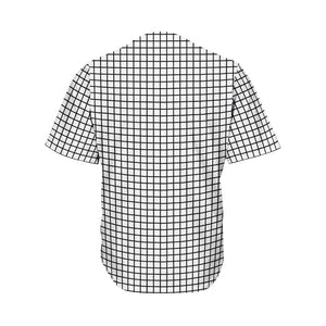 Black And White Windowpane Pattern Print Men's Baseball Jersey