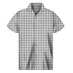 Black And White Windowpane Pattern Print Men's Short Sleeve Shirt
