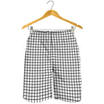 Black And White Windowpane Pattern Print Men's Shorts