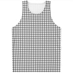 Black And White Windowpane Pattern Print Men's Tank Top