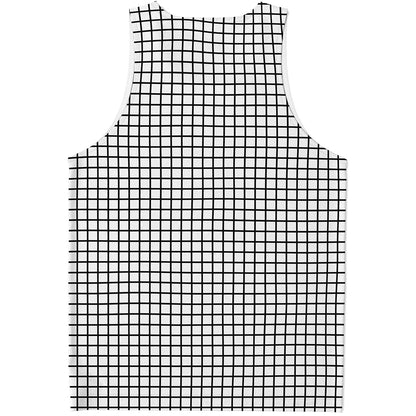 Black And White Windowpane Pattern Print Men's Tank Top