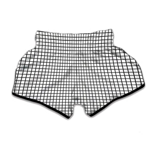 Black And White Windowpane Pattern Print Muay Thai Boxing Shorts