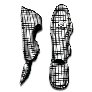 Black And White Windowpane Pattern Print Muay Thai Shin Guard