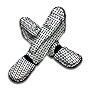 Black And White Windowpane Pattern Print Muay Thai Shin Guard