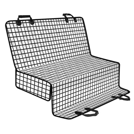 Black And White Windowpane Pattern Print Pet Car Back Seat Cover