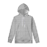 Black And White Windowpane Pattern Print Pullover Hoodie