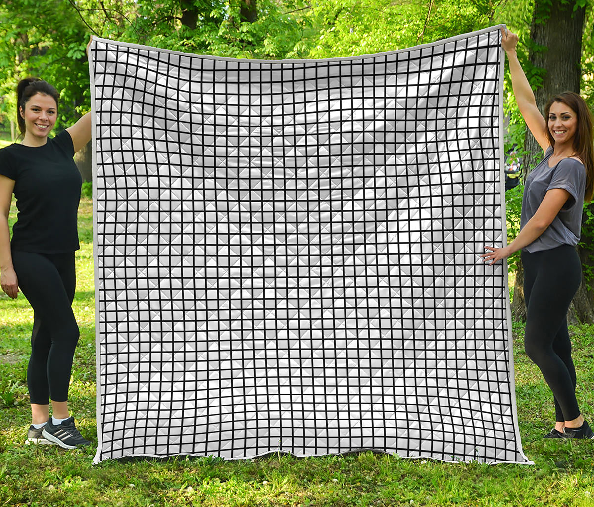 Black And White Windowpane Pattern Print Quilt