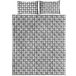 Black And White Windowpane Pattern Print Quilt Bed Set