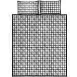 Black And White Windowpane Pattern Print Quilt Bed Set