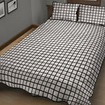 Black And White Windowpane Pattern Print Quilt Bed Set