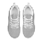 Black And White Windowpane Pattern Print White Sneakers