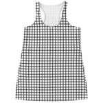 Black And White Windowpane Pattern Print Women's Racerback Tank Top