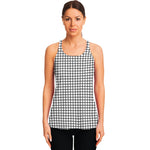 Black And White Windowpane Pattern Print Women's Racerback Tank Top