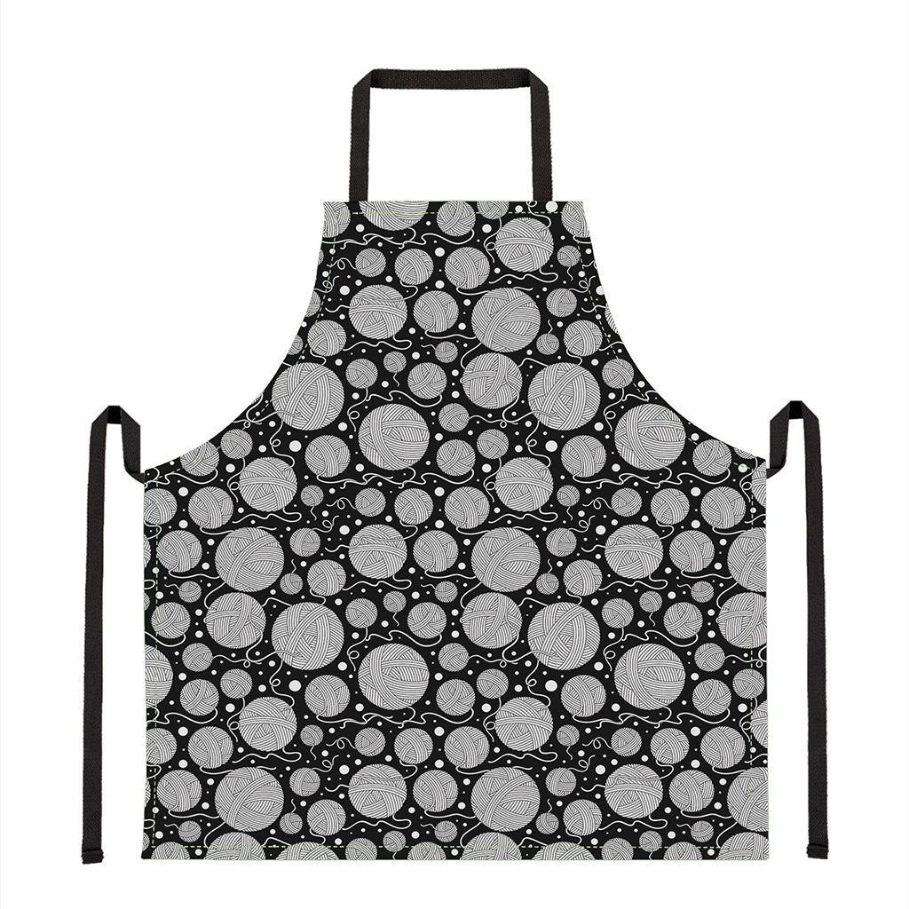 Black And White Yarn Pattern Print Apron