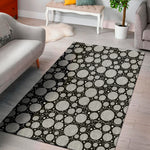 Black And White Yarn Pattern Print Area Rug