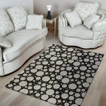 Black And White Yarn Pattern Print Area Rug