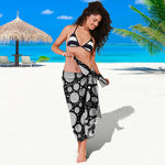 Black And White Yarn Pattern Print Beach Sarong Wrap