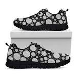 Black And White Yarn Pattern Print Black Sneakers