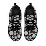 Black And White Yarn Pattern Print Black Sneakers