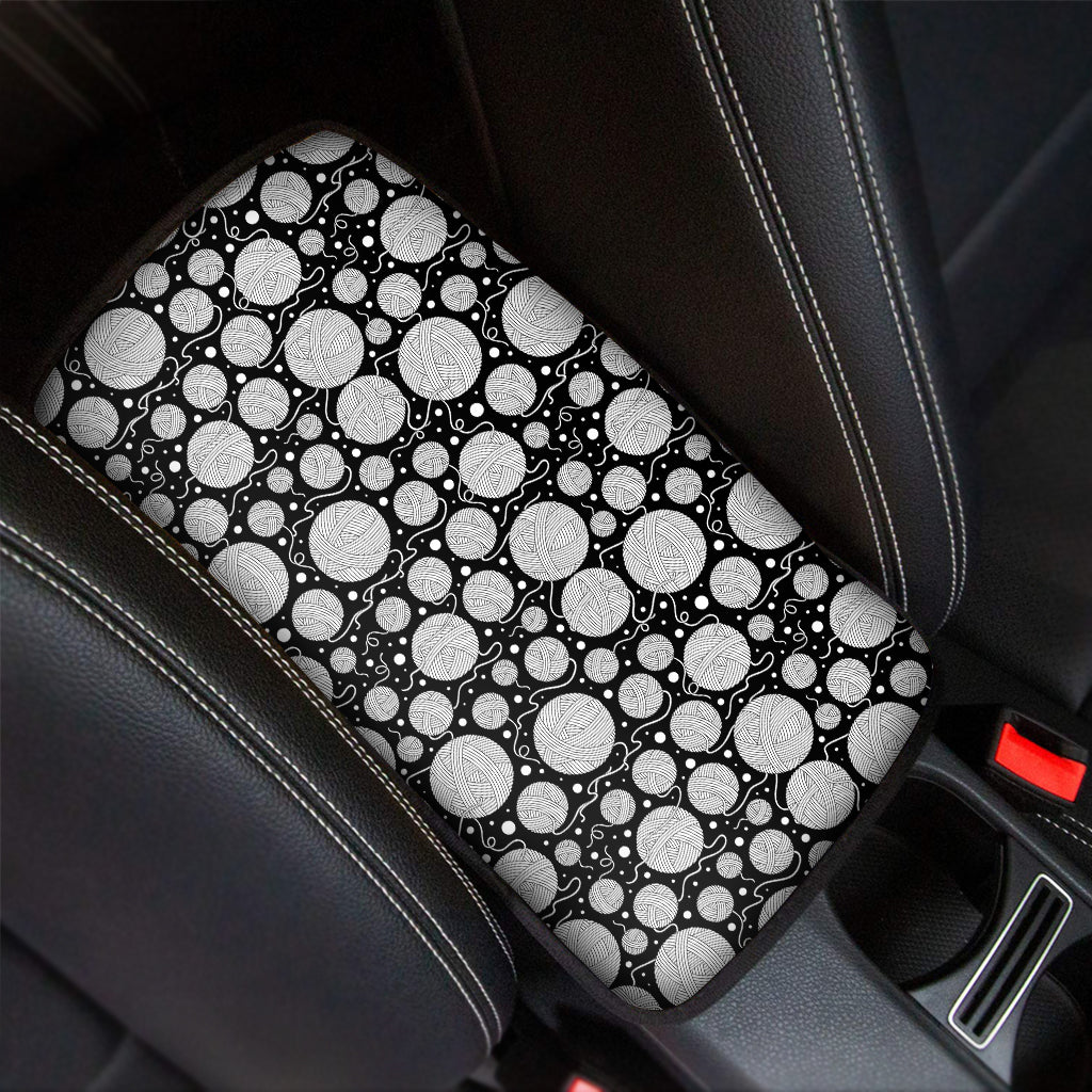 Black And White Yarn Pattern Print Car Center Console Cover