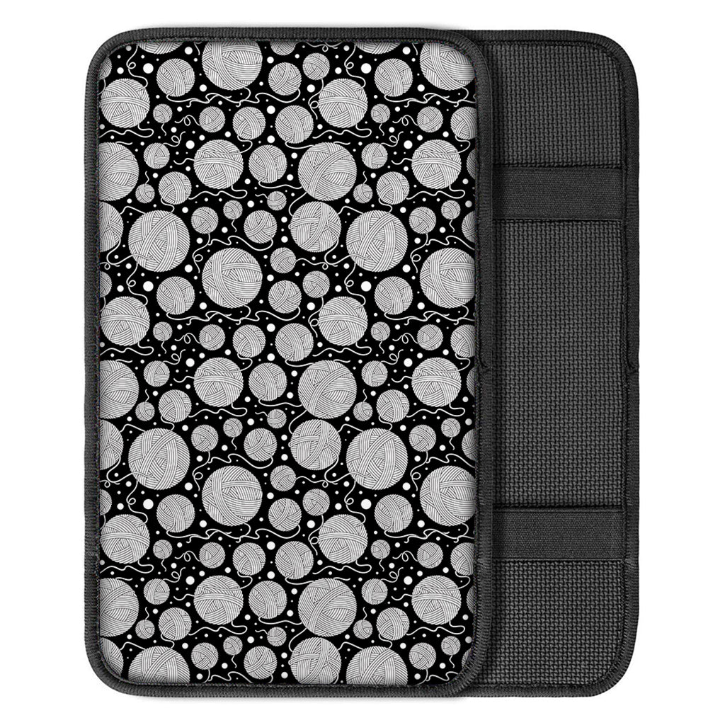 Black And White Yarn Pattern Print Car Center Console Cover