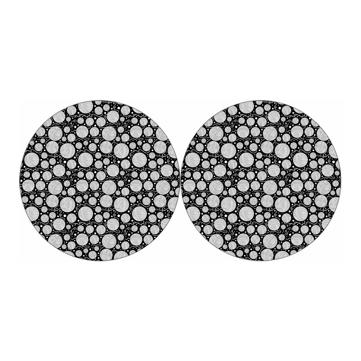 Black And White Yarn Pattern Print Car Coasters