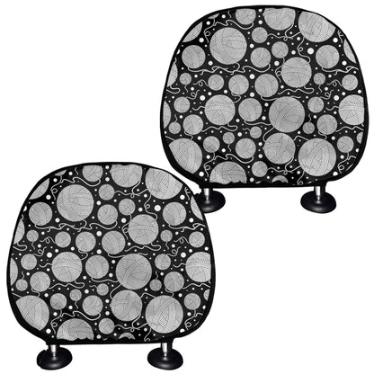 Black And White Yarn Pattern Print Car Headrest Covers