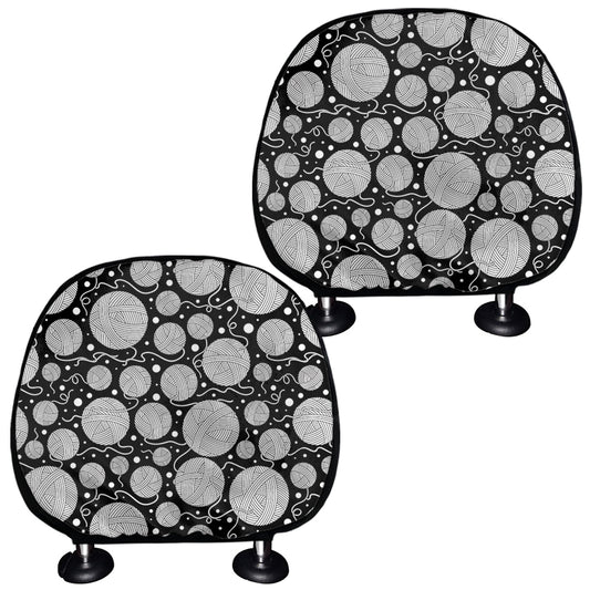 Black And White Yarn Pattern Print Car Headrest Covers