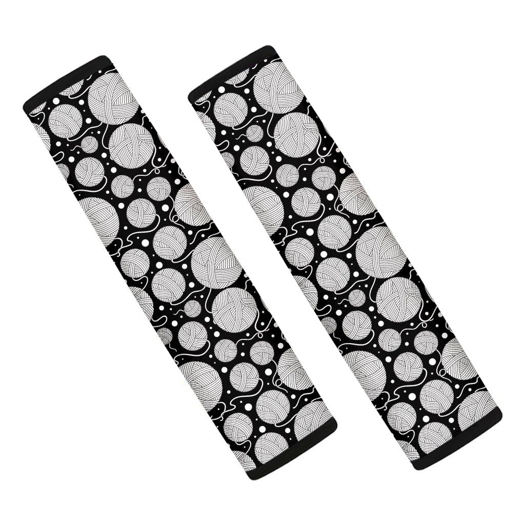 Black And White Yarn Pattern Print Car Seat Belt Covers