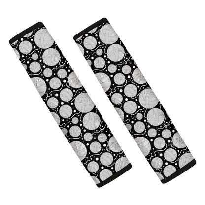 Black And White Yarn Pattern Print Car Seat Belt Covers
