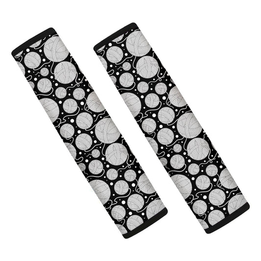 Black And White Yarn Pattern Print Car Seat Belt Covers