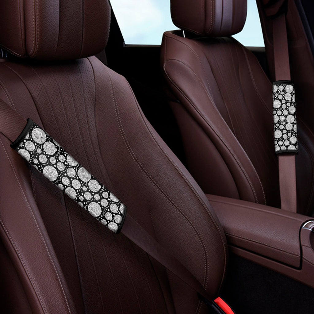 Black And White Yarn Pattern Print Car Seat Belt Covers