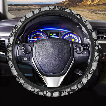 Black And White Yarn Pattern Print Car Steering Wheel Cover