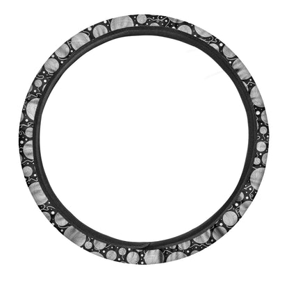 Black And White Yarn Pattern Print Car Steering Wheel Cover