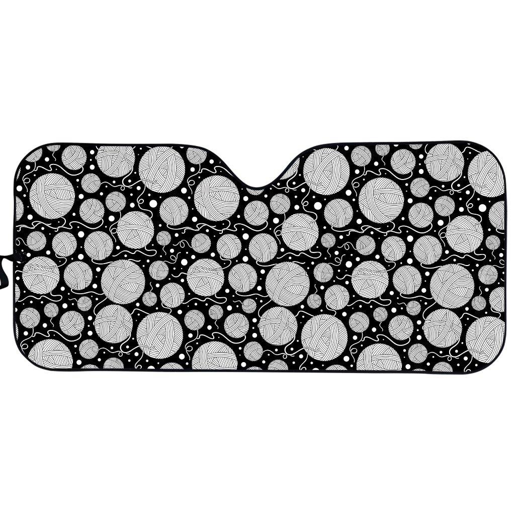 Black And White Yarn Pattern Print Car Sun Shade