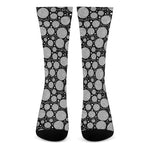 Black And White Yarn Pattern Print Crew Socks