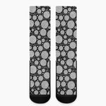 Black And White Yarn Pattern Print Crew Socks