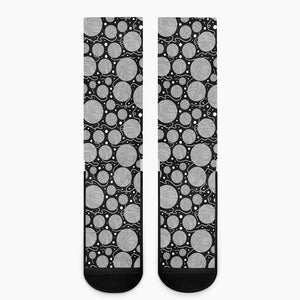 Black And White Yarn Pattern Print Crew Socks