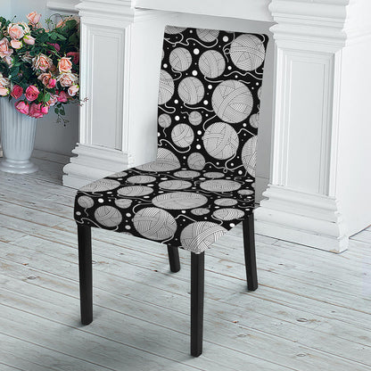 Black And White Yarn Pattern Print Dining Chair Slipcover
