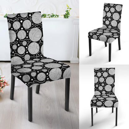 Black And White Yarn Pattern Print Dining Chair Slipcover